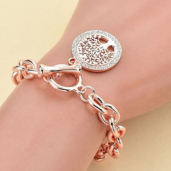 Rose Gold Tree Of Life Chain Link Bracelet - Picture 2 of 5
